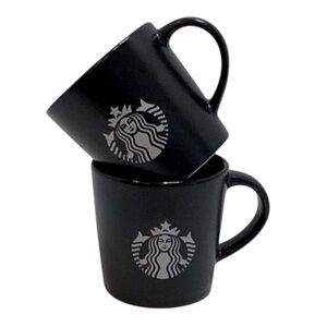 🍄 Starbucks Pair of Black Logo Espresso Cups, 3oz each